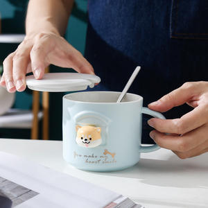 Taza de Café de Cerámica con Diseño de Perro Shiba Inu, Adorable Taza de Cerámica con Tapa y Cuchara con Diseño de Perro Akita - Product Image 5