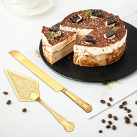 Ensemble de couteau et de serveur à gâteau de mariage en acier inoxydable brillant, décorations de desserts écologiques pour anniversaire