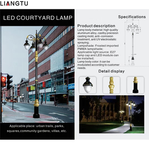 Cổ điển phong cách Châu Âu đúc nhôm ánh sáng cực trang trí chiếu sáng cột đèn vườn đèn đường - Product Image 3