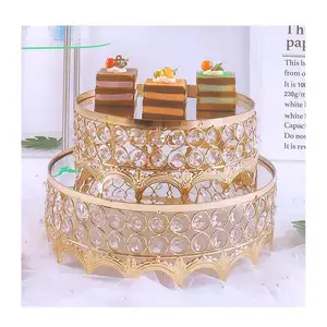 Ru Gouden Spiegel Metalen Cake Stand Ronde Cupcake Bruiloft Verjaardagsfeestje Dessert Voetstuk Bord Thuis