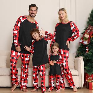 Camiseta Familiar a Cuadros con Logotipo Personalizado, Sublimable, en Oferta, Conjunto de Pijamas Navideños - Product Image 5