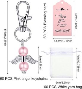 Trending 2026 Angel Keychain Sets Bulk Pearl Angel Charm Organza Bag Thank You Tag for Funeral Memorial Celebration of Life Gift - Product Image 3