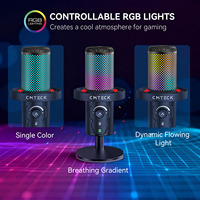 Mikrofon Kondensor Gaming CMTECK XM560 24 Bit/96kHz USB Type-C dengan Peredam Kebisingan dan Lampu RGB untuk Penggunaan Desktop