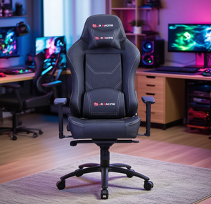 Chaise de jeu d'ordinateur avec style de course et support de dossier haut optimisé pour les configurations de bureau et les amateurs de cuir - Product Image 1