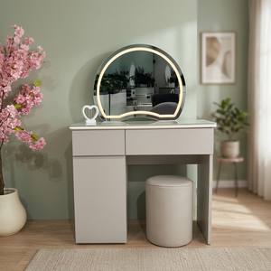 Modern Makeup <b>Vanity</b> <b>Table</b> With Lighted <b>Mirror</b> Storage Desk For Bedroom Furniture - Product Image 1