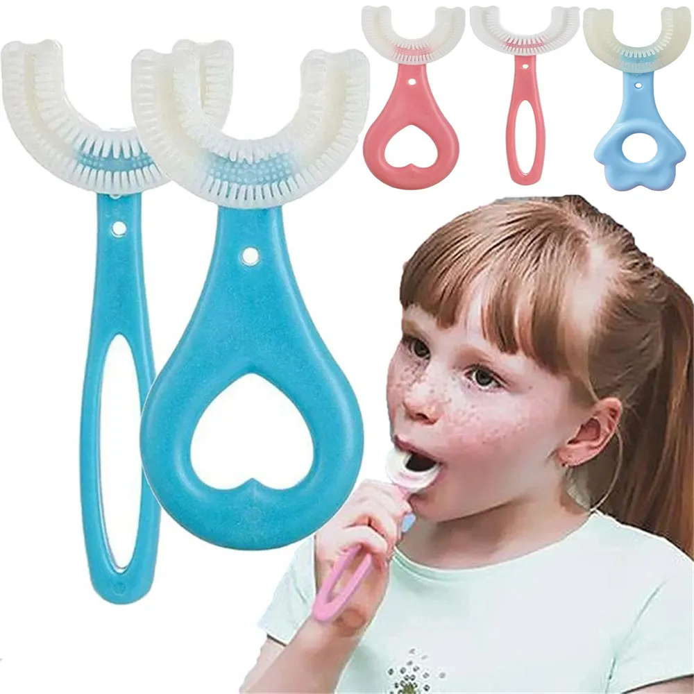 Baby Toothbrush Children 360 Degree U-shaped Child Toothbrush Teethers Baby Brush Silicone Kids Teeth Oral Care Cleaning