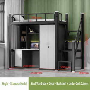 Metall-Hochbett mit Schreibtisch, Kleiderschrank und Bücherregal für Mitarbeiterunterkünfte - Product Image 5