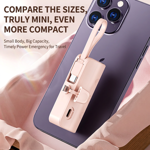 พาวเวอร์แบงค์แบบแคปซูล 5000mAh สายในตัว ขนาดกะทัดรัด พกพาสะดวก สำหรับการใช้งานข้ามประเทศ - Product Image 2