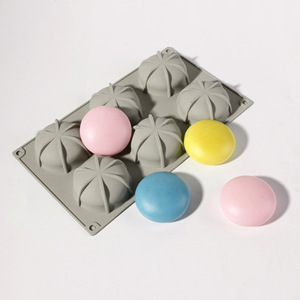 6 Cavity Round Flat Mousse Cake <b>Silicone</b> Mold <b>Baking</b> Chocolate Dessert Mold DIY Soap Mold Light Gray Oven Safe Commercial Use - Product Image 2