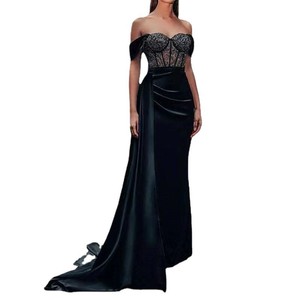 Vestido de Noche Largo con Lentejuelas, de un Solo Hombro, sin Tirantes, con Cintura Natural, Elegante, con Cola de Pez y Abertura, para Banquete - Product Image 5