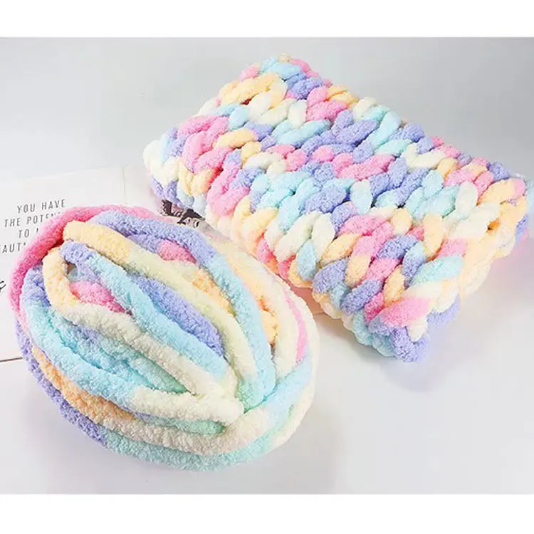 Wholesales Knit Giant Soft Crochet Polyester Hand Knitting Thick Jumbo Chunky Chenille Yarn