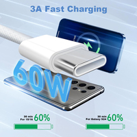 Câble de charge rapide USB-C vers USB-C 60W PD Type C pour Apple iPhone 17 16 15 Pro Max Samsung S24 S23
