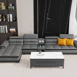 Sofa Ruang Tamu Modern Mewah Ringan Bahan Kulit Kain Sectional 7 Dudukan Set Sofa yang Dapat Disesuaikan - Product Image 5