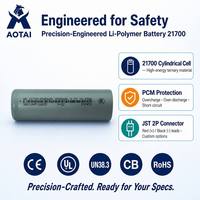 Batería de Polímero de Litio Personalizada 21700, 3.7V 4500mAh 16.65Wh, Celda Cilíndrica Recargable para Herramientas Eléctricas y Almacenamiento de Energía