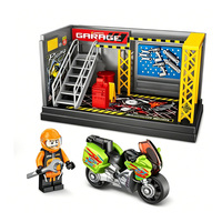 Diorama de scène de garage de moto simulé, modèle de mini-stand de réparation automobile DIY, scène de magasin de proximité, parking