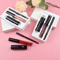 Kits Lèvres Véganes 3-en-1 Marque Blanche – Gloss, Crayon à Lèvres et Huile à Lèvres – Ensemble Maquillage Lèvres Mat – Combo Rouge à Lèvres, Crayon et Gloss