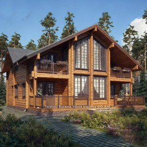 Hot Sale Cheap Wooden <strong>House</strong> Big Villa Family Living 4 Bedroom Prefab Frame Kits <strong>Log</strong> Cabin Two-layer Eco-friendly Waterproof - Product Image 1