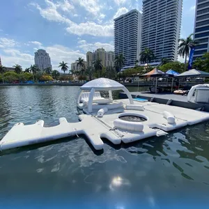 Beach floating water park party bana dock platform aqua cabana inflatable rideons