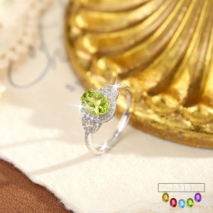 9 Fine 925 Silver 6*8mm Oval cut Amethyst <b>Adjustable</b> <b>Rings</b> <b>Adjustable</b> Natural Stones High Quality Gemstone Olivine Stone Jewelry - Product Image 2