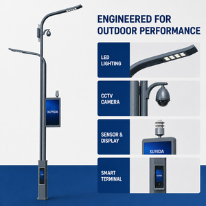 Intelligenter Straßenlaternenmast CCTV-Kamera LED-Bildschirm 5G AC-Betrieben WLAN EV-Ladestation Aluminium IP66 Multifunktional Stadt Außenbereich - Product Image 5