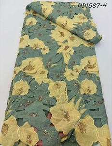 Telas de lujo con cuentas hechas a mano para vestido de novia, <span class=keywords><strong>tela</strong></span> de encaje bordado con lentejuelas - Product Image 5