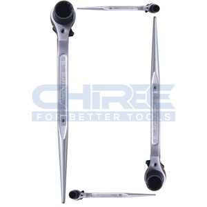 Chiave a cricchetto reversibile a doppia testa Chiree Tools, utensile manuale di qualità industriale, 19-22 mm, per impalcature e costruzioni, tipo Spud Podger - Product Image 1