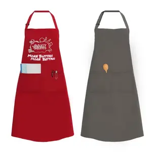 Wholesale Custom Logo Waterproof Dishwasher Apron Polyester 100% Organic Cotton Canvas Cleaning Cooking Chef Aprons