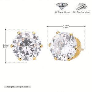 Vintage Style 925 Sterling <b>Silver</b> <b>Stud</b> Earrings with Round 5A Cubic Zircon for Women-Wedding Engagement Anniversary Party Gift - Product Image 3