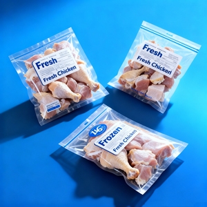 Embalaje de plástico personalizado impreso calor a prueba de humedad bolsa selladora de almacenamiento pollo congelado transparente Mylar bolsas de vacío alimentos - Product Image 1