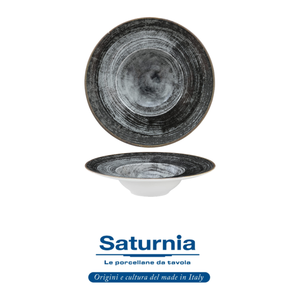 Napoli Black Round Pasta Bowl Ø 27.5 cm Inner Ø 14.5 cm Saturnia <b>Digital</b> Print - Product Image 4