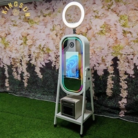 Cabina de Fotos Portátil para Alquiler en Eventos Comerciales, Software Gratuito, Estuche de Transporte, Pantalla Táctil de 21.5 Pulgadas, Máquina de Fotomatón con Espejo