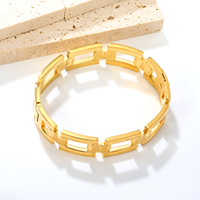 Bracelet jonc géométrique ajouré en acier inoxydable plaqué or 18 carats PVD, étanche et résistant au ternissement, bijou tendance pour femme, vente en gros