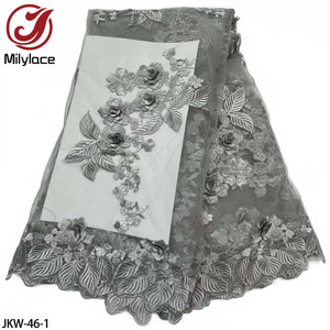 Dernière broderie de fleurs de mariée nigériane 3D Applique Tulle <span class=keywords><strong>Net</strong></span> tissu de dentelle africaine pour robe de mariée - Product Image 3