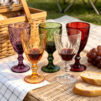 Gobelet à vin en plastique transparent bleu vintage, jetable, pour événements et fêtes, style rétro, idéal pour les fournitures de verres.
