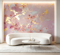 Lukisan Abstrak Marmer Merah Muda Desain Modern Wallpaper Latar Belakang Perekat Tempel Sendiri