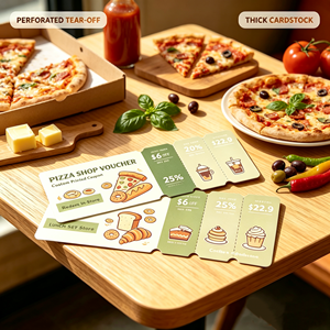Libretas de Cupones Personalizadas con Descuento por Volumen para Catering y Entrega, Blocs de Cupones Perforados en Papel Kraft con Impresión Digital - Product Image 4