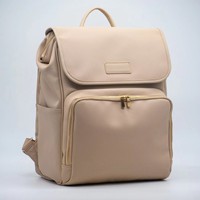 Sac à dos à langer imperméable en cuir végétalien personnalisé avec USB pour bébé, sac de voyage de luxe pour maternité avec matelas à langer en PU
