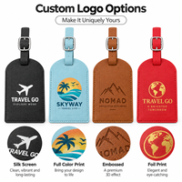 Étiquette de bagage en cuir PU avec logo personnalisé, étiquette de valise de voyage avec cache de confidentialité, boucle métallique, plusieurs couleurs, vente en gros