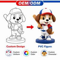 Figurine PVC personnalisée OEM ODM, Mascotte chien de baseball, Jouet, Poupée en plastique, Statue d'athlète de collection, Modèle de chiot