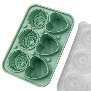 Yongli BG025 ice extra large 6 cavity heart rose 3d shape ice holiday cube tray con coperchio a imbuto trasparente stampo in silicone personalizzato - Product Image 4