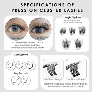 Cils en grappes moelleux autocollants, imperméables, forte tenue, colle pour extensions de cils à presser, bande complète, cils vaporeux, <span class=keywords><strong>effet</strong></span> 3D - Product Image 4