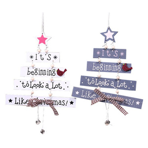 Nouvel arbre de Noël en bois, décoration de porte de Noël, carillon à vent avec inscription, cloche de Noël suspendue. - Product Image 5