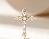 Colección: Colgante de cruz con diamantes blancos redondos de 0.92 quilates en oro amarillo macizo de 18 quilates, estilo europeo de diseñador, cadena de oro (no incluida)