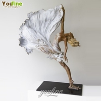 Sculpture de danseuse en bronze YouFine, robe blanche, statue pour décoration extérieure de jardin, cour, hôtel, villa, parc