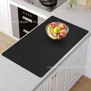 Nordic Kitchen <b>Mat</b> Rectangle Black Polyester Fiber Non Slip Water Absorbing Table <b>Mat</b> For Counter <b>Bar</b> Use - Product Image 1