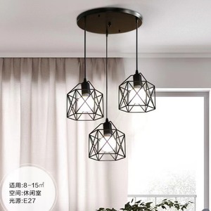 เซียงสเตอร์ ไลท์ติ้งโคมไฟระย้าเหล็กสไตล์โมเดิร์นมินิมอล E27 สีดำ สำหรับห้องนั่งเล่น ห้องนอน 8-15 ม. - Product Image 1