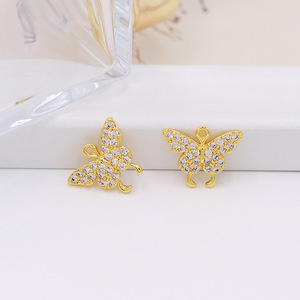 Pendientes de Zirconia Chapados en Oro con Forma de Mariposa, Microincrustaciones de Aleación de Cobre, Accesorios de Joyería DIY de 16mm - Product Image 2