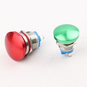 Bouton poussoir en métal à tête de champignon 16mm 19mm 22mm, étanche, à réinitialisation automatique, bouton de démarrage rouge/vert, bouton de commande au pied pour soudage - Product Image 3