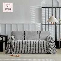 Housse de canapé rétro haut de gamme en polyester à carreaux, style européen, en peluche, pour automne-hiver, pièce unique, universelle, entièrement couvrante