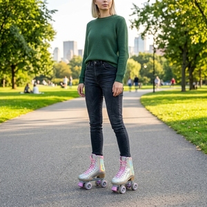 Vente directe d'usine Patins à roulettes Derby à tige haute en PU <span class=keywords><strong>pour</strong></span> adultes, roues lumineuses et étanches, design clignotant - Product Image 5